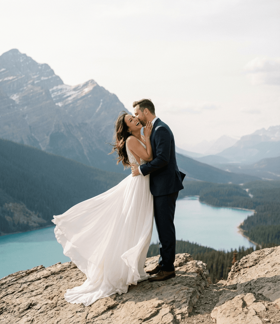 Elegant wedding couple on their special day